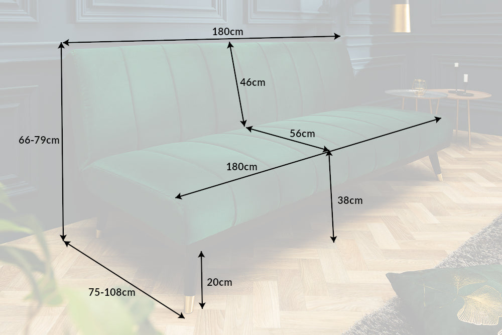 PETIT BEAUTÉ Design Schlafsofa 180cm Samt 3-Sitzer