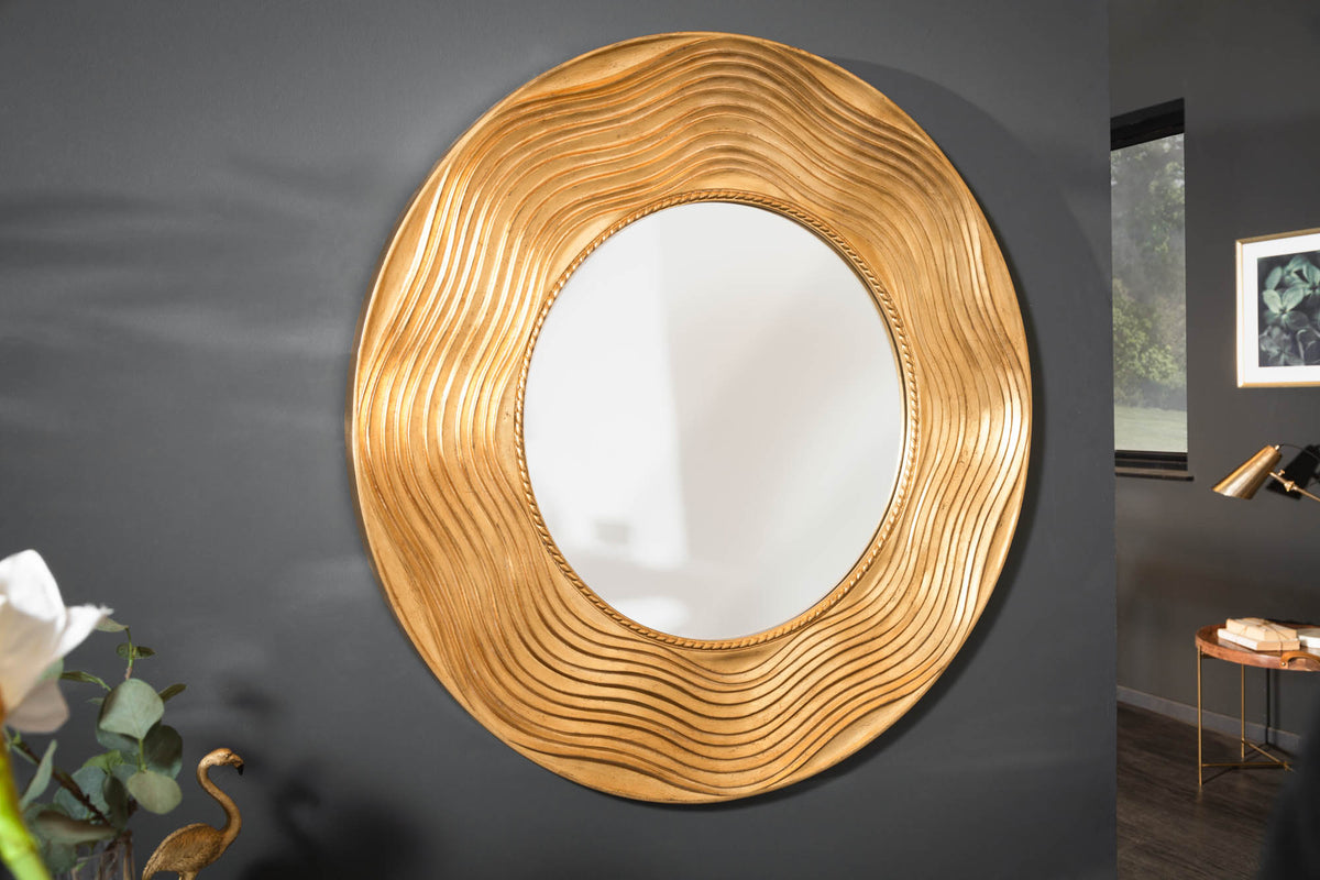 Eleganter Wandspiegel CIRCLE 100cm gold rund mit verziertem Rahmen