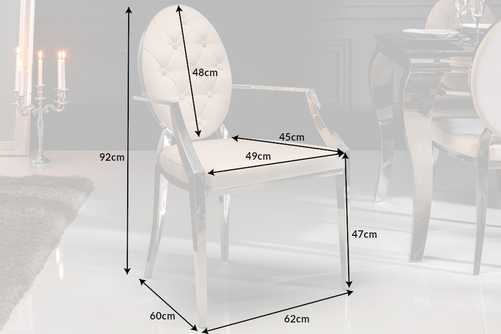 Eleganter Stuhl MODERN BAROCK Samt mit Armlehnen und Zierknöpfen