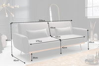 BELLEZZA retro sofa bed 210cm velvet 3-seater couch incl. cushions