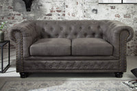 Chesterfield 2er Sofa 150cm Samt 2-Sitzer mit Knopfheftung und Federkern