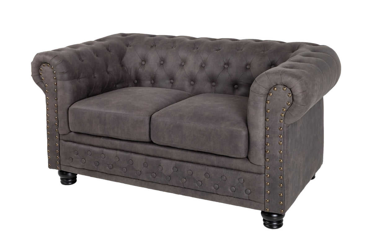 Chesterfield 2er Sofa 150cm Samt 2-Sitzer mit Knopfheftung und Federkern