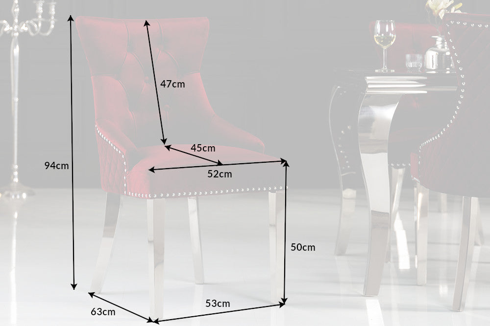 Barock Stuhl CASTLE DELUXE Samt Löwenkopf Chesterfield Design Esszimmerstuhl Nieten