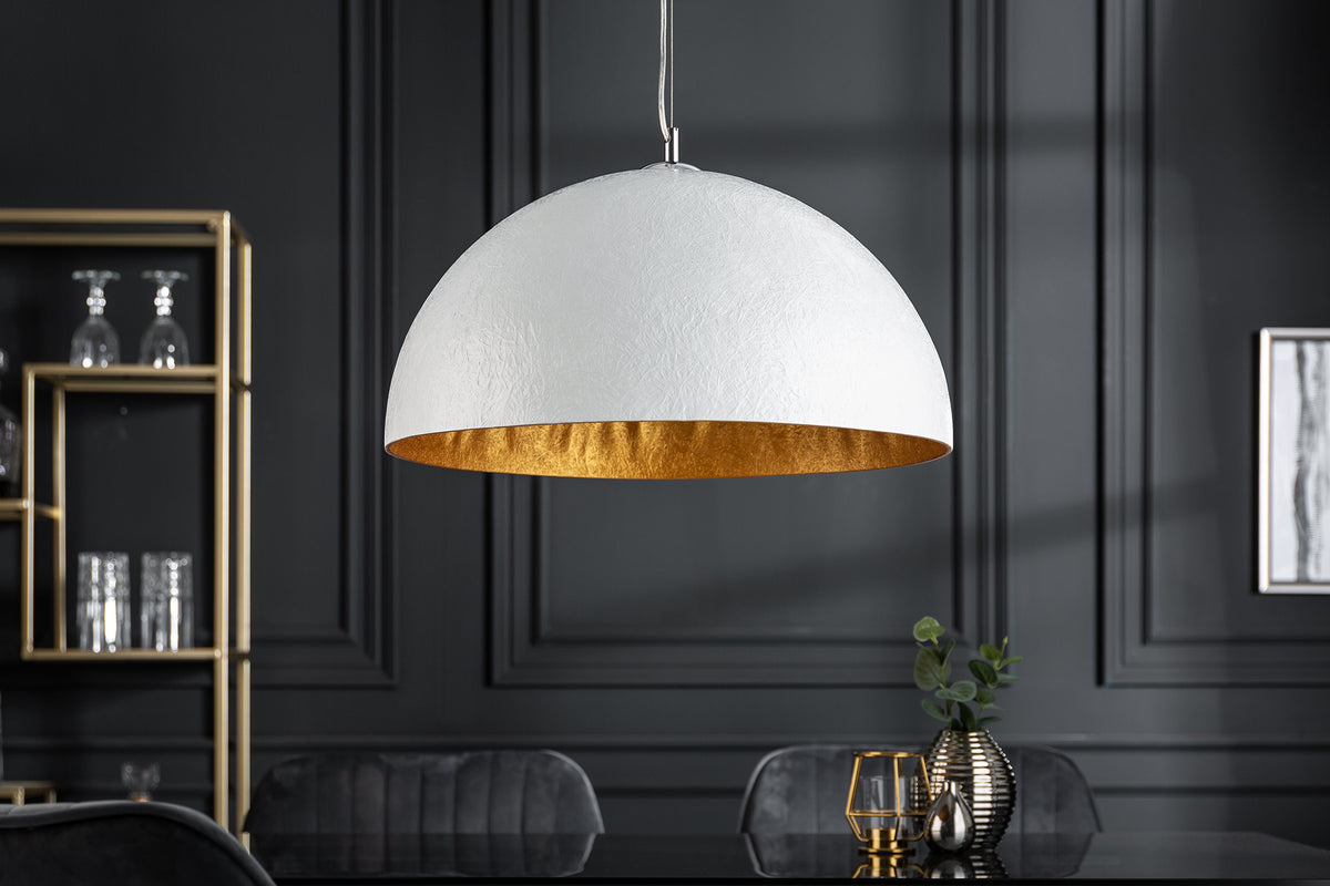 GLOW Elegante Design Hängeleuchte 50cm weiß gold Hängelampe