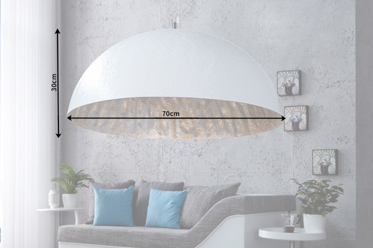 GLOW Elegante Design Hängeleuchte 70cm weiß silber Hängelampe