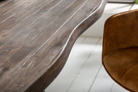 GENESIS VINTAGE solid dining table 200cm brown acacia wood black X-frame tree edge