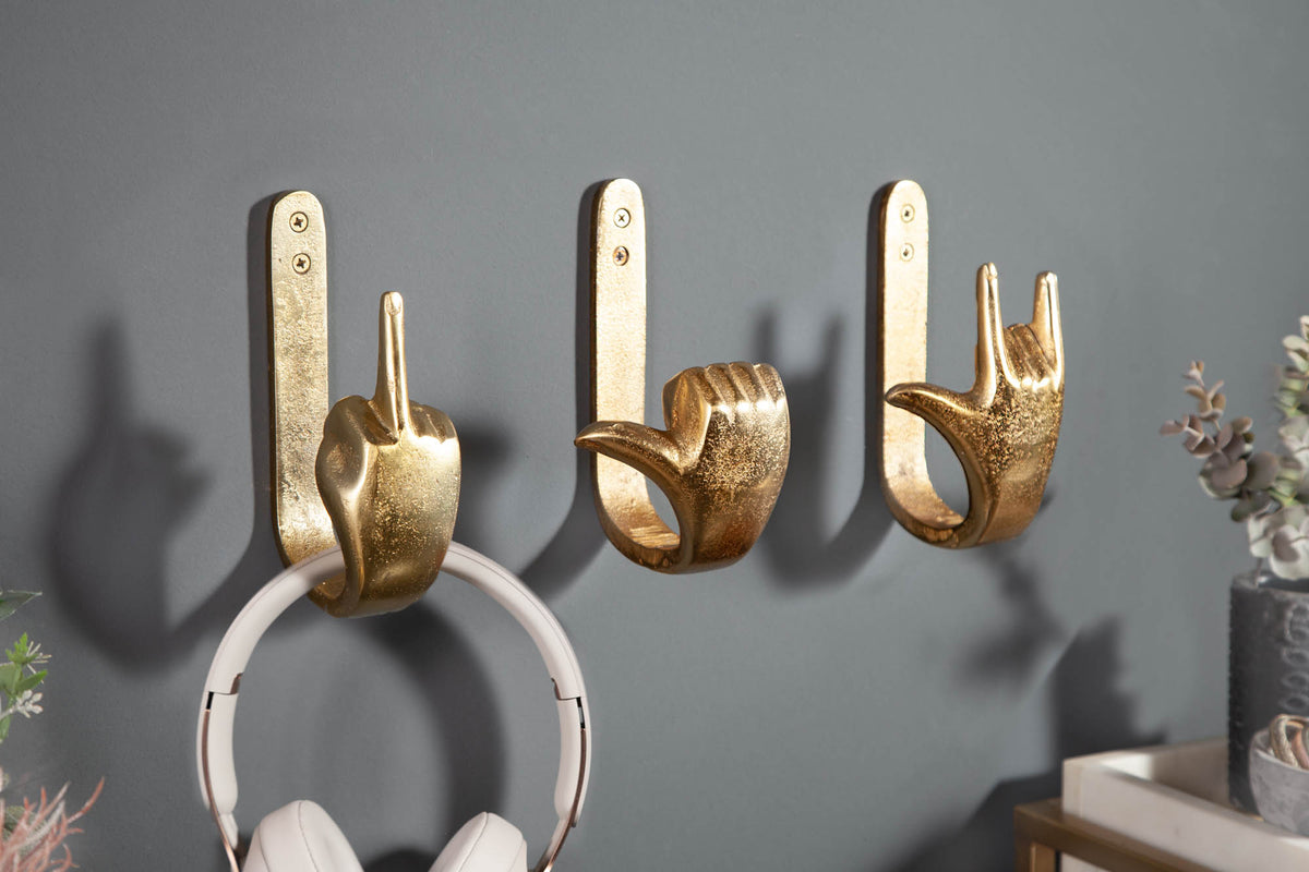 FINGERS Extravagant gold coat hooks set of wall coat racks – Sitheim