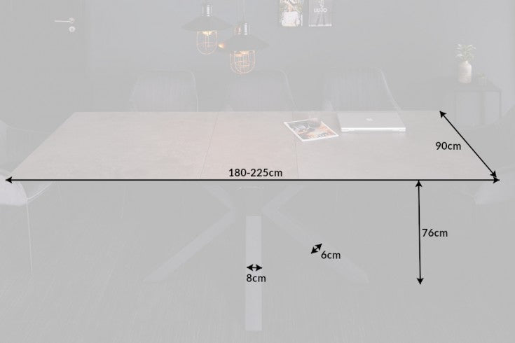 ETERNITY extendable design dining table 180-225cm concrete ceramic made in Italy