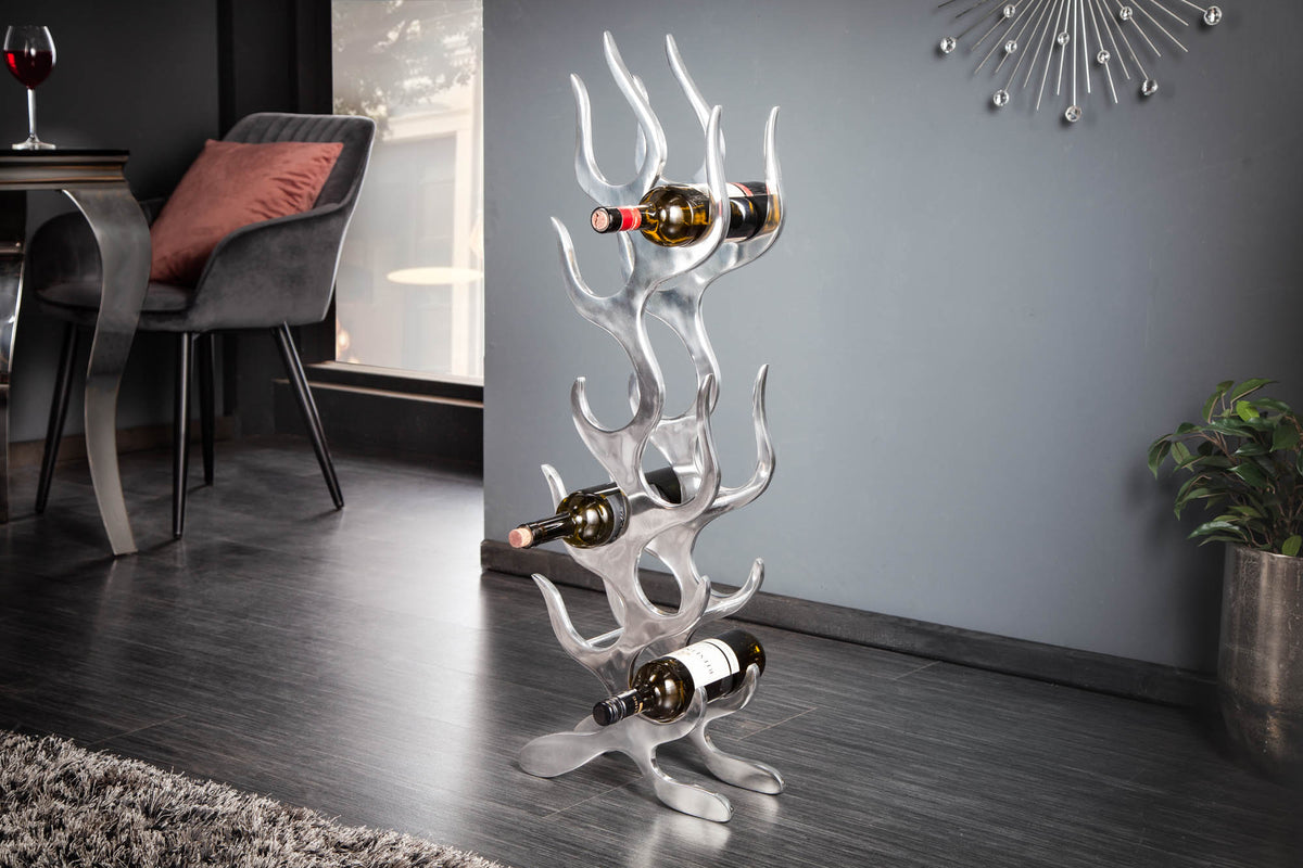 FLAME Modernes Weinregal 93cm silber für 9 Flaschen Flaschenhalter