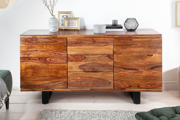 FIRE &amp; EARTH Solid Sideboard 160cm Sheesham Stone Finish Rosewood