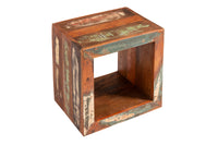 JAKARTA Solid side table 45cm colorful cube made of recycled wood shelf