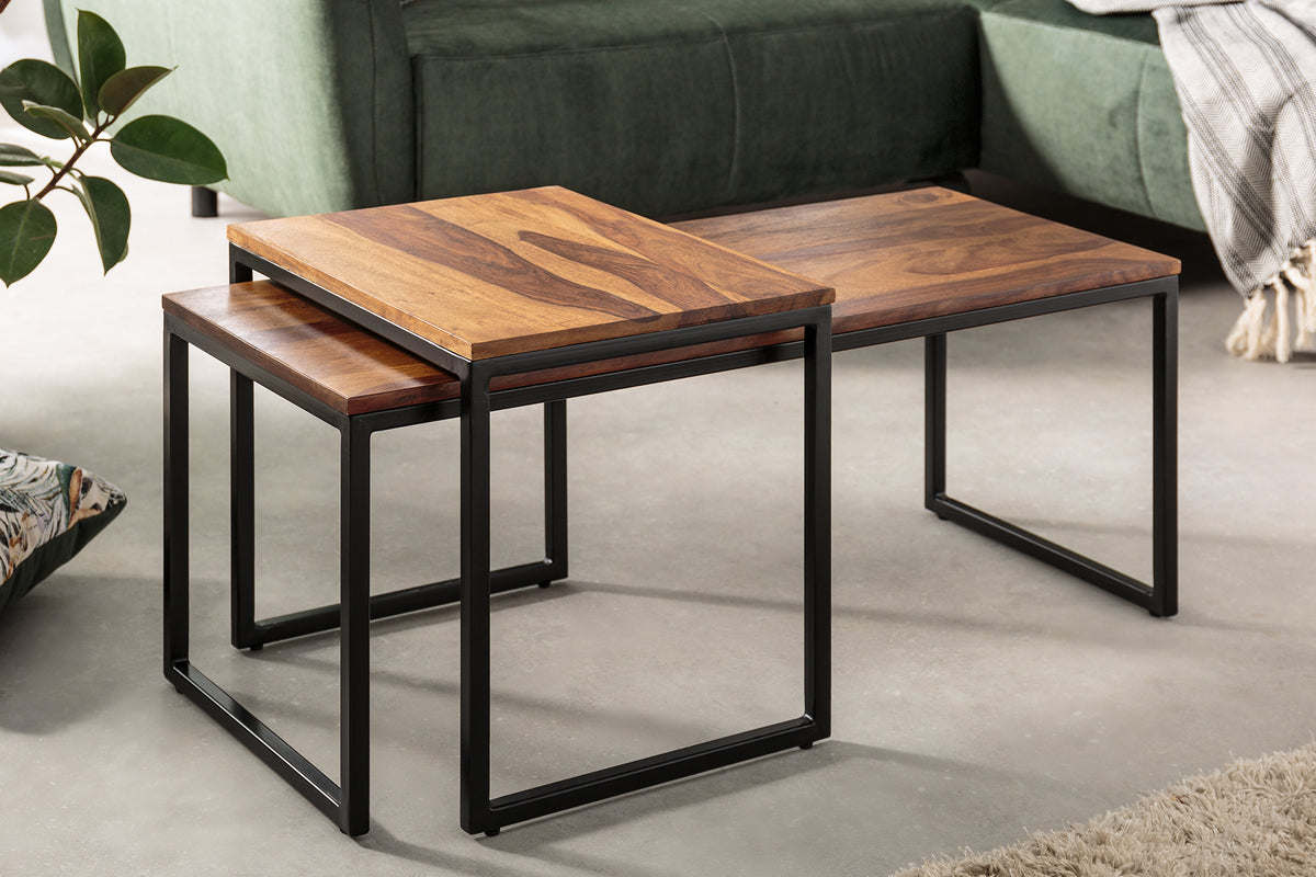 ARCHITECTURE Industrial coffee table 100cm oiled oak black frame