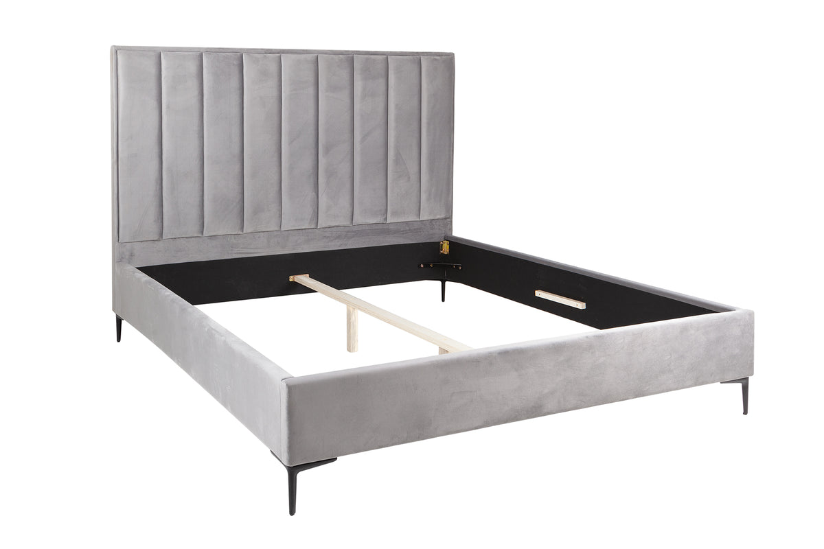 COSMOPOLITE Elegantes Bett 160x200cm silbergrau Samt