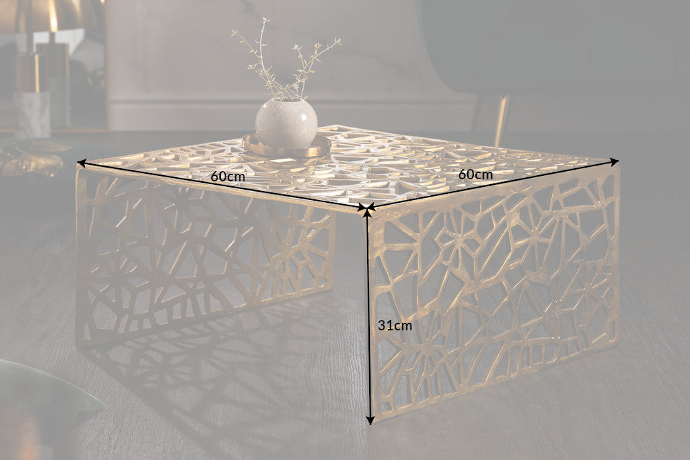 ABSTRACT Handcrafted coffee table 60cm aluminum gold in Gap design