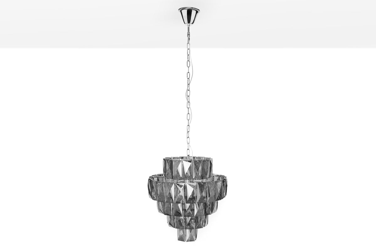 LEVELS IV design hanging lamp black gray white with 6 linen shades