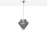 LEVELS IV design hanging lamp black gray white with 6 linen shades