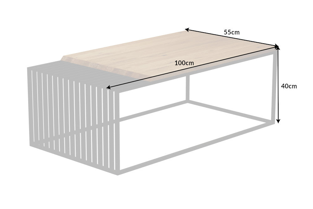 ARCHITECTURE Industrial Couchtisch 100cm geölt schwarzes Gestell