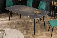 PARIS design dining table 180cm anthracite crystal glass with marble decor