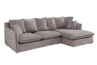 HEAVEN Großes Ecksofa 255cm taupe Samt inkl. Kissen Landhausstil