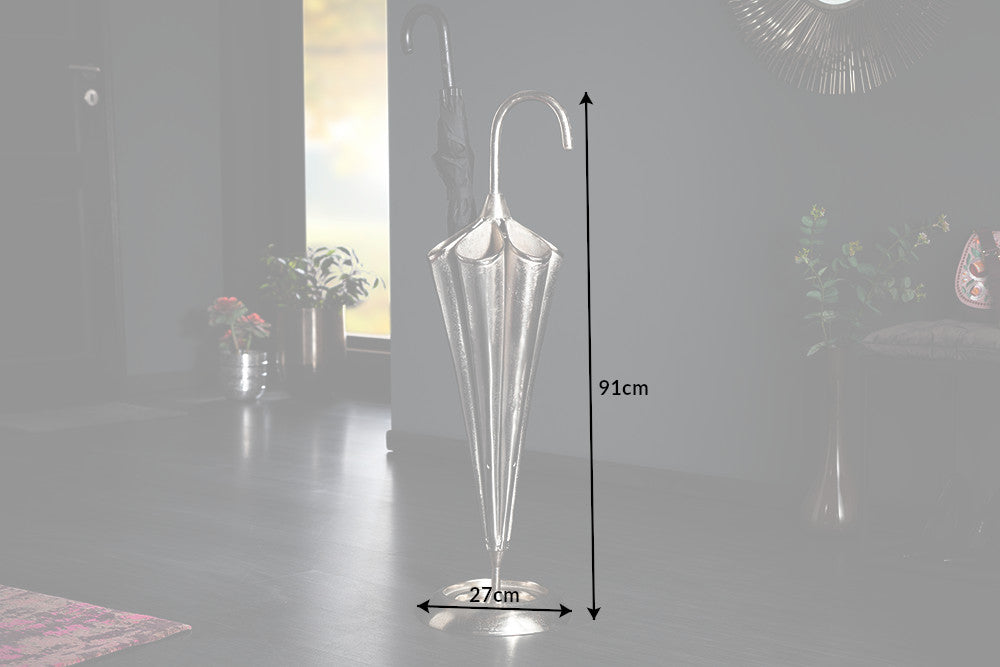 Eleganter Schirmständer UMBRELLA 91cm silber Aluminium für 6 Schirme