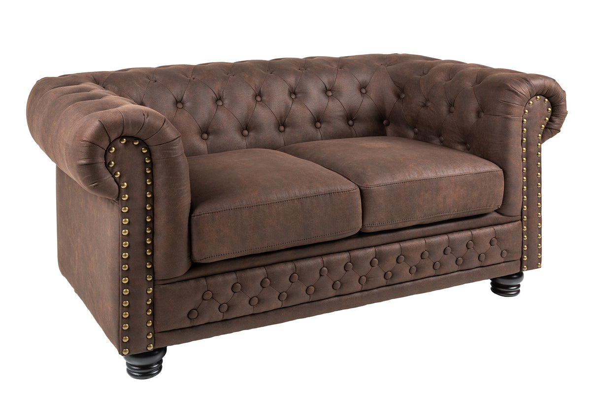 Chesterfield 2er Sofa 150cm Samt 2-Sitzer mit Knopfheftung und Federkern