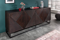 CREATIVO Massives Sideboard 177cm Mangoholz aufwändige Front Retro Design