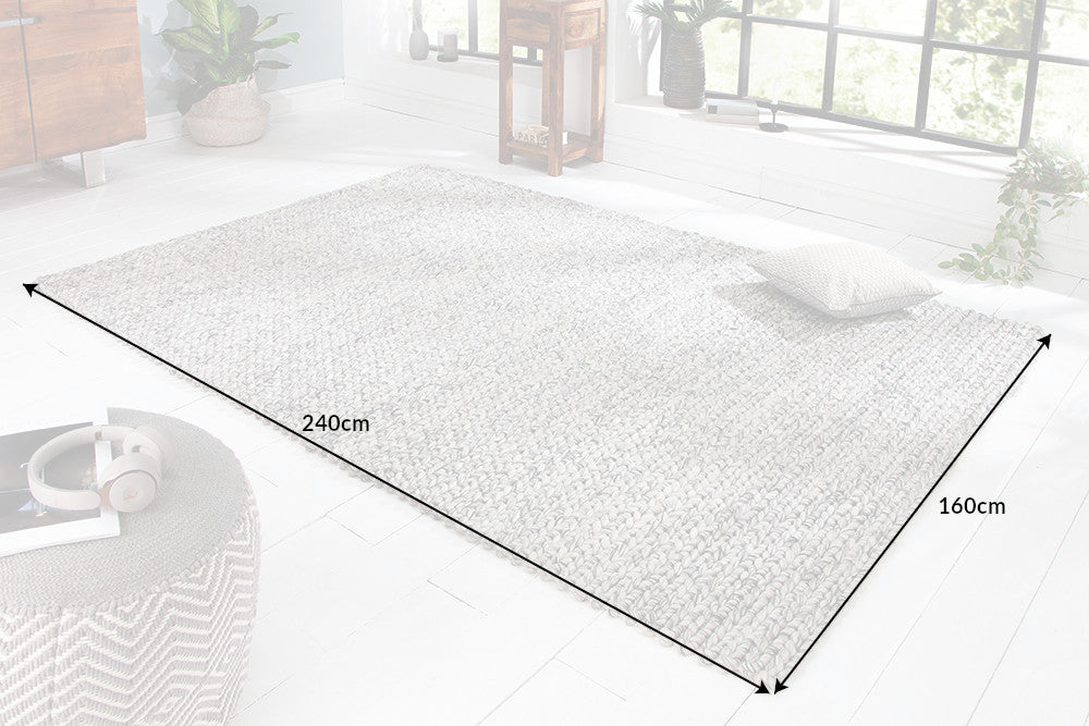 INFINITY HOME Handgearbeiteter Teppich 240x160cm grau aus Wolle