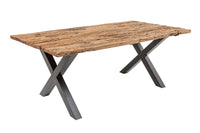 BARRACUDA solid teak dining table including glass top with X-frame