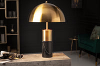 BURLESQUE Elegante Tischlampe 52cm gold mit grauem Marmorfuß