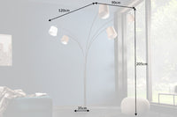 LEVELS design arc lamp 205cm white beige brown 5 linen shades floor lamp