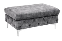 MODERN BAROCK Chesterfield Sitzhocker 92cm dunkelgrau Samt Fußhocker