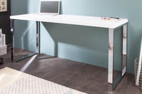 WHITE DESK Moderner Schreibtisch 140cm weiß Hochglanz Bürotisch