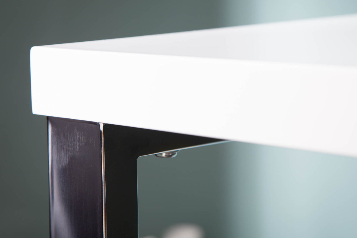 WHITE DESK Moderner Schreibtisch 140cm weiß Hochglanz Bürotisch