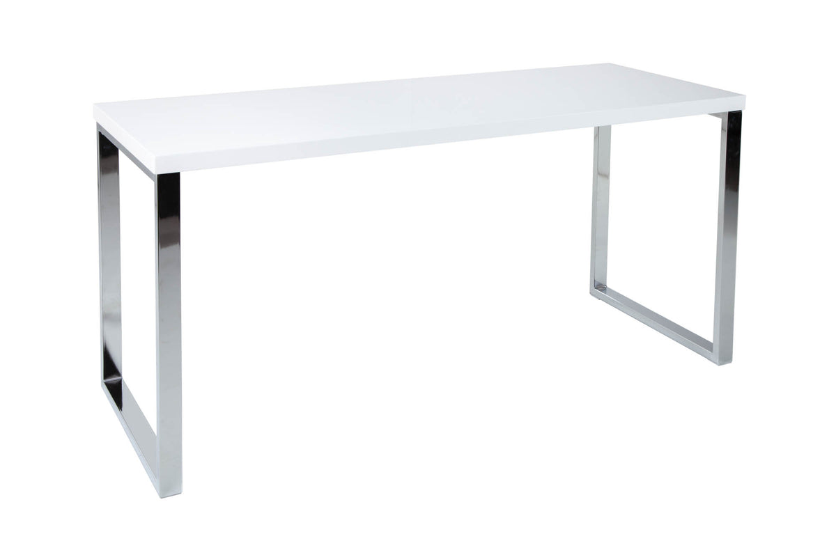 WHITE DESK Moderner Schreibtisch 140cm weiß Hochglanz Bürotisch