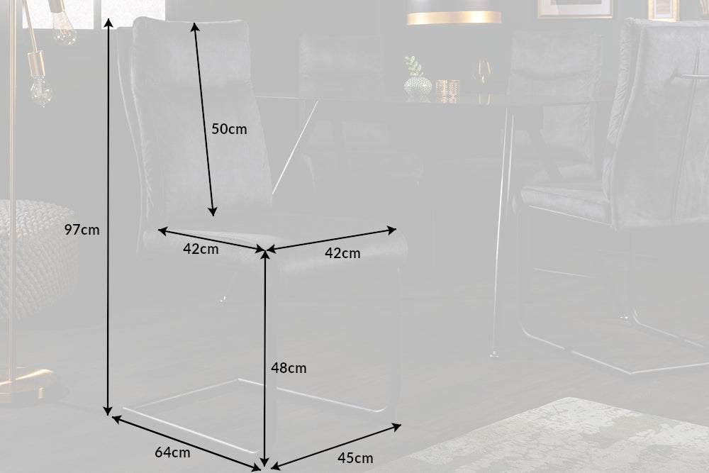 COMFORT Moderner Freischwinger Stuhl Samt mit Komfortgriff