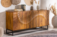 SCORPION Solid sideboard 140cm brown mango wood elaborate 3D carvings