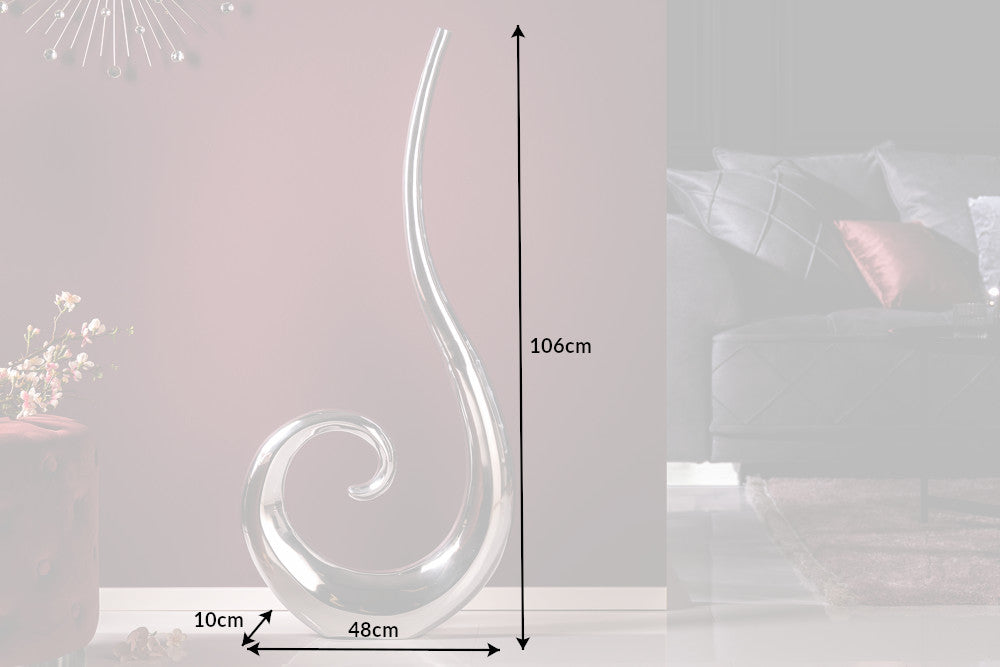 Moderne Vase WAVE 47cm silber Aluminium poliert Dekoration