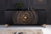 GOLDEN SUNSET Handgearbeitetes Sideboard 177cm schwarz gold Mangoholz