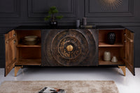 GOLDEN SUNSET Handgearbeitetes Sideboard 177cm schwarz gold Mangoholz