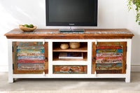 JAKARTA Einzigartiges TV-Board 150cm Mango weiß bunt recyceltes Massivholz