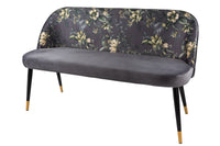 PARIS design bench 160cm mustard yellow velvet retro backrest