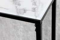 BOUTIQUE Eleganter Konsolentisch 110cm weiß Kristallglas mit Marmor-Dekor schwarzes Gestell