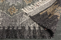 Woll-Teppich ETHNO Handgewebter 230x160cm grau bunt geometrische Muster