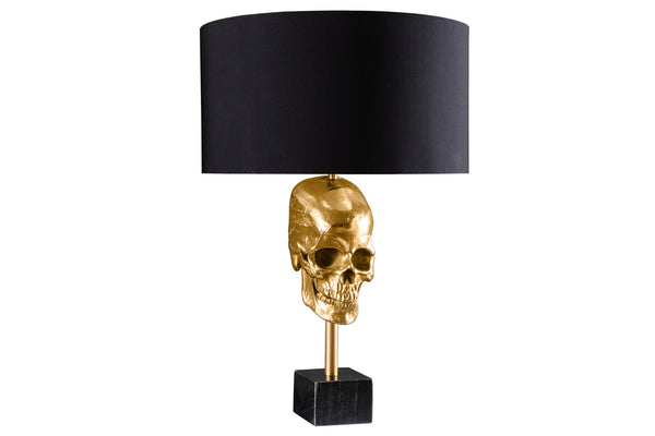 Extravagante Tischlampe SKULL 56cm schwarz gold Metall Totenkopf Skulptur Leuchte