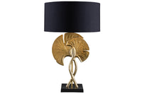 Dekorative Tischlampe GINKGO 62cm schwarz gold Metall Skulptur Leuchte mit Marmorfuß