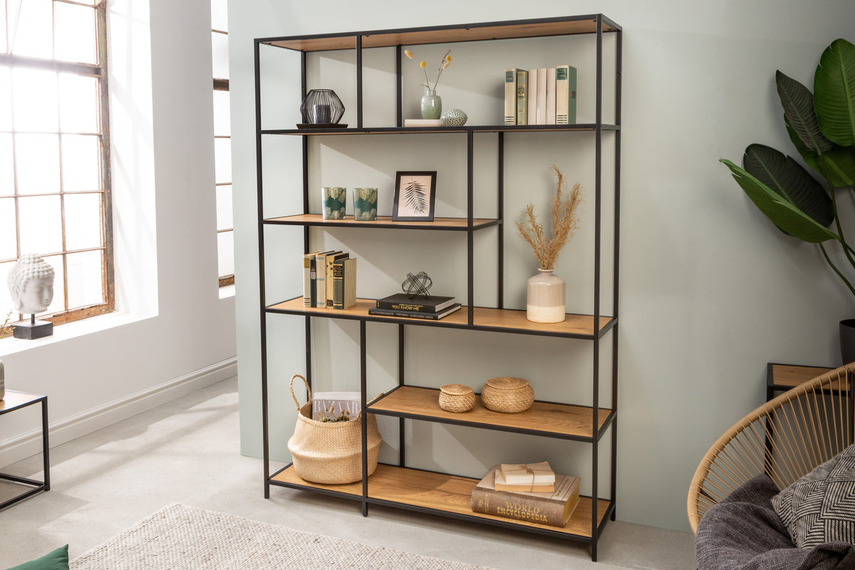 SNAKE Design shelf 165cm oak look bookcase with five shelves