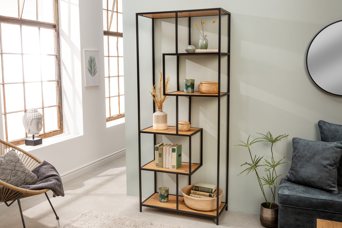 SNAKE Design shelf 165cm oak look bookcase with five shelves