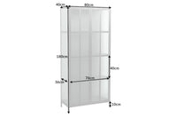 DURA STEEL Industrial Vitrine 180cm schwarz Metall Riffelglas Highboard