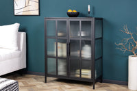 DURA STEEL Industrial showcase 80cm black metal ribbed glass