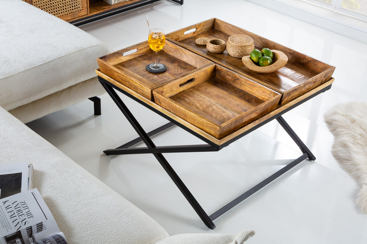 ARCHITECTURE Industrial coffee table 100cm oiled oak black frame